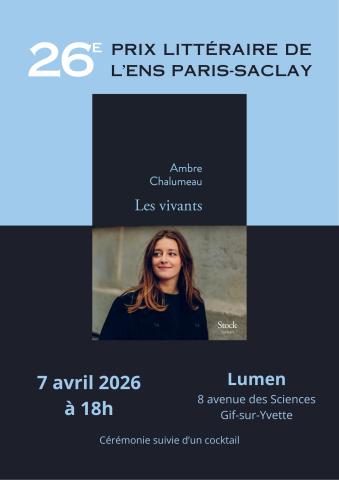 Cérémonie de remise du 26e Prix littéraire ENS Paris-Saclay